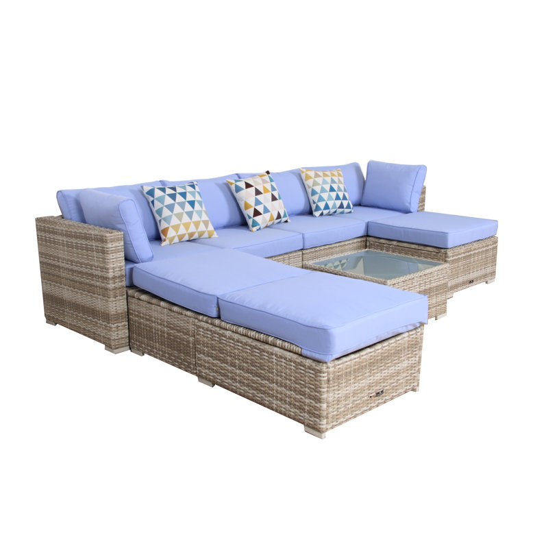 7 Piece Rattan Sectional Set with Cushions & Reviews Joss & Main